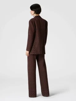 Double-breasted zigzag cotton and viscose blazer