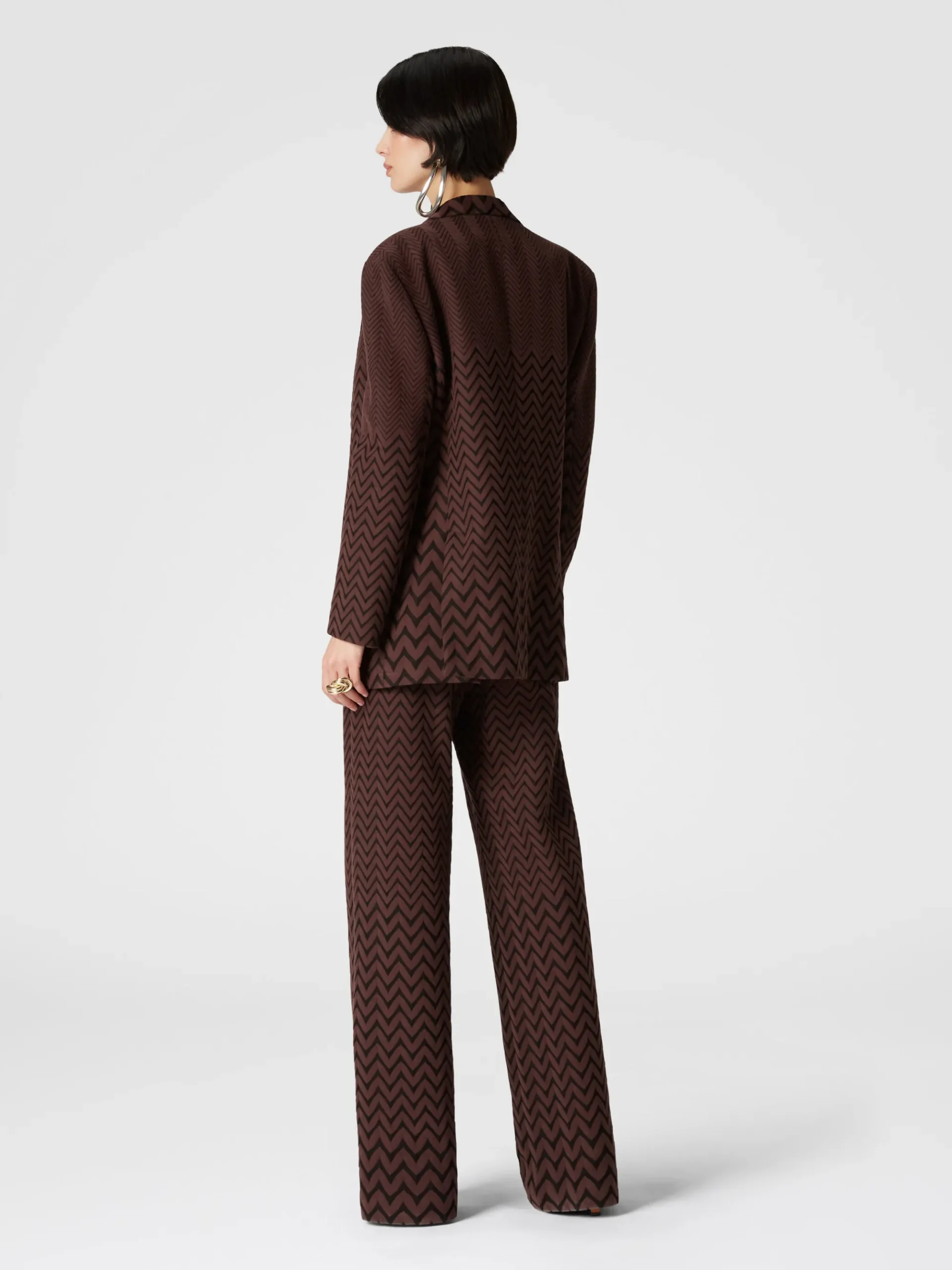 Double-breasted zigzag cotton and viscose blazer