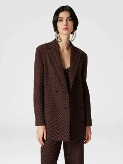Double-breasted zigzag cotton and viscose blazer