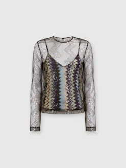 Doubled blouse in sequined tulle