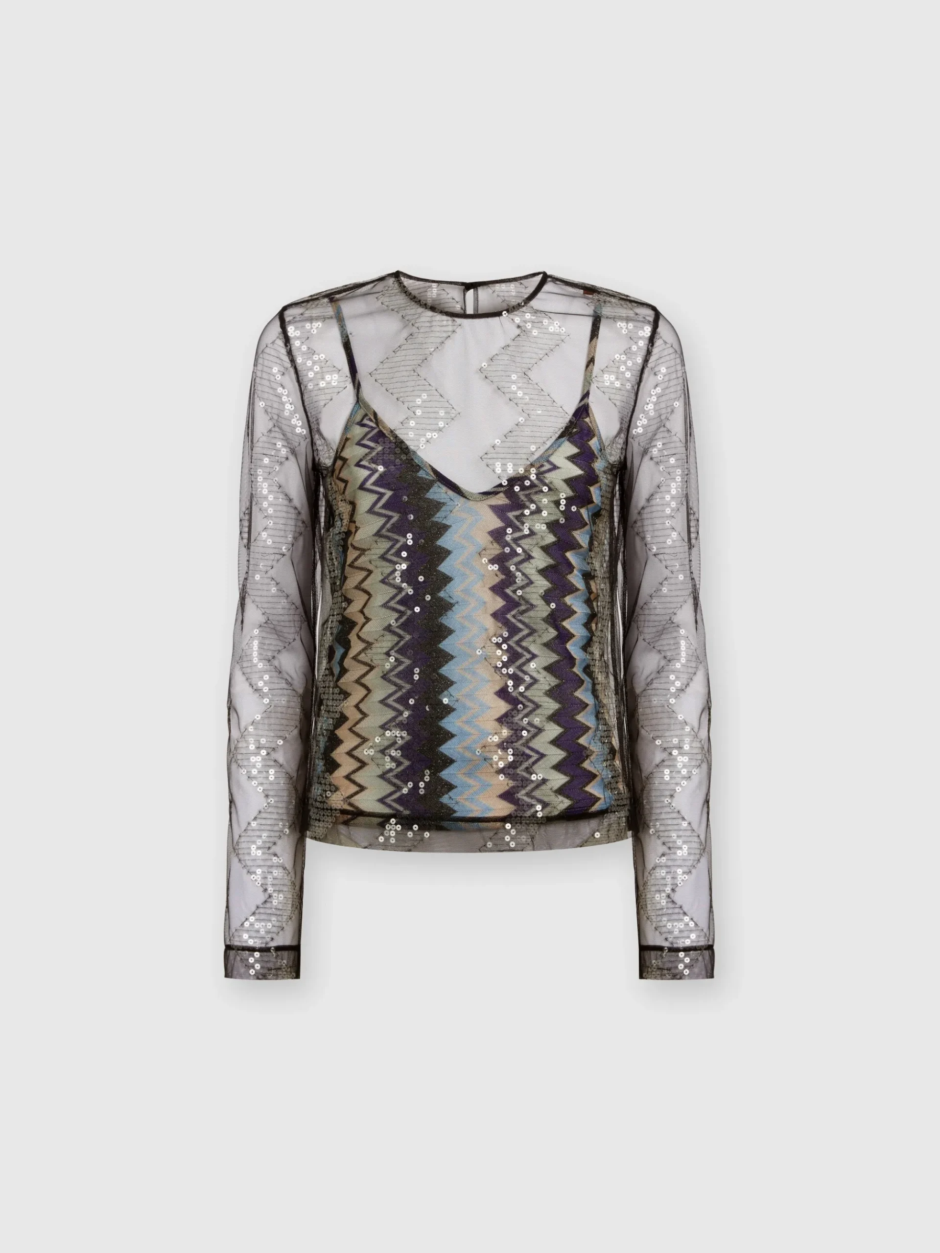 Doubled blouse in sequined tulle
