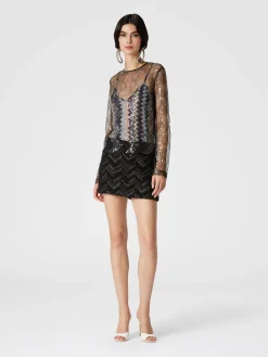 Doubled blouse in sequined tulle