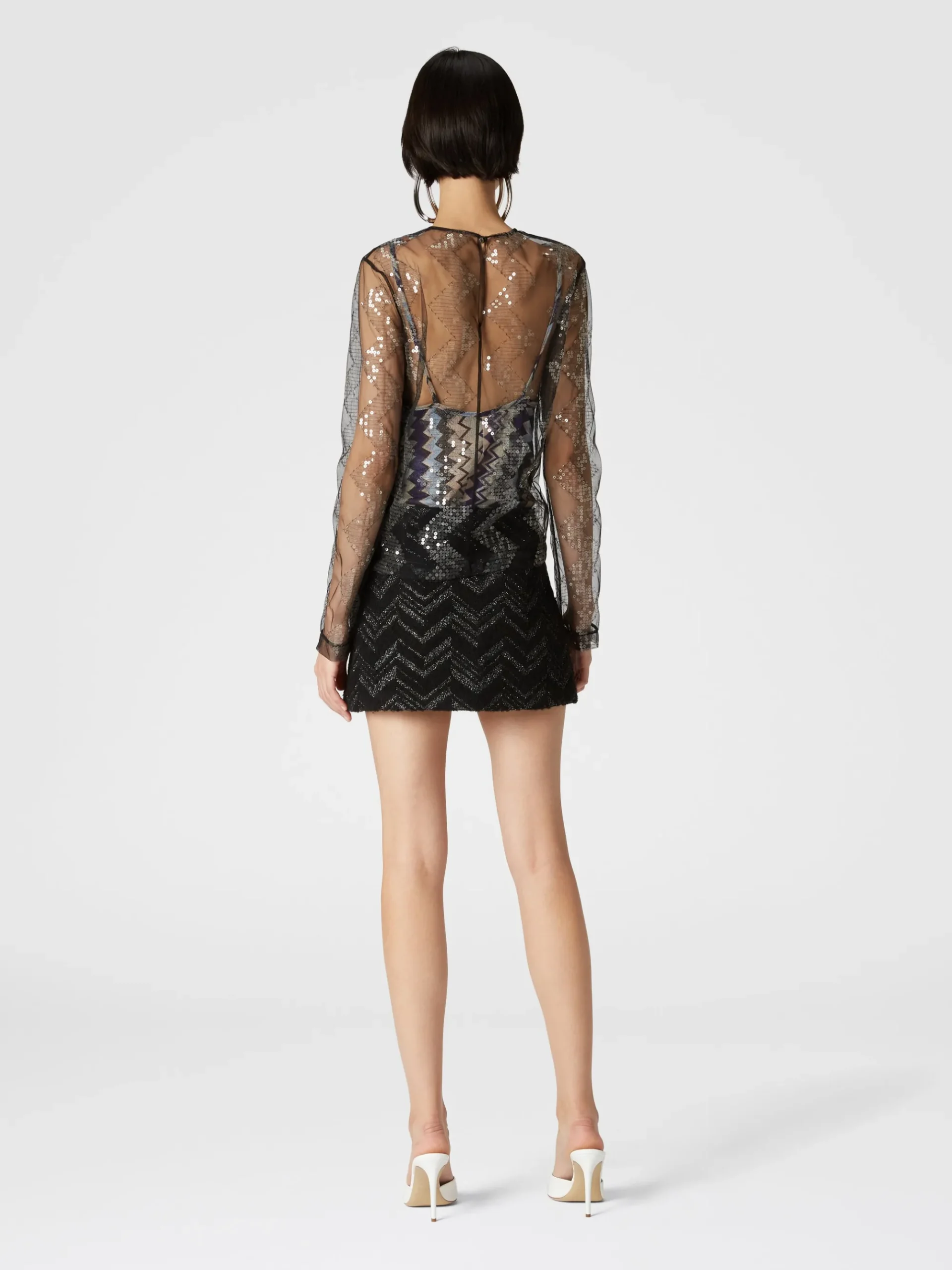 Doubled blouse in sequined tulle