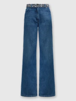Five denim pockets with knit insert