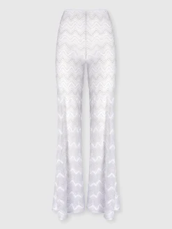 Flare cover-up trousers in zig zag lamé viscose