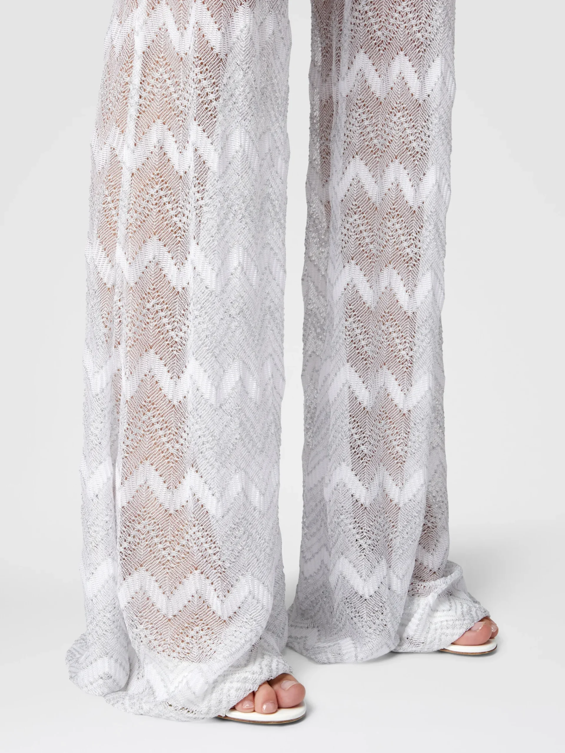 Flare cover-up trousers in zig zag lamé viscose