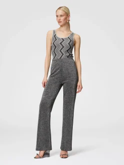 Flare trousers in glitter-effect viscose