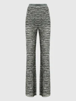 Flare trousers in slub knit with sequins