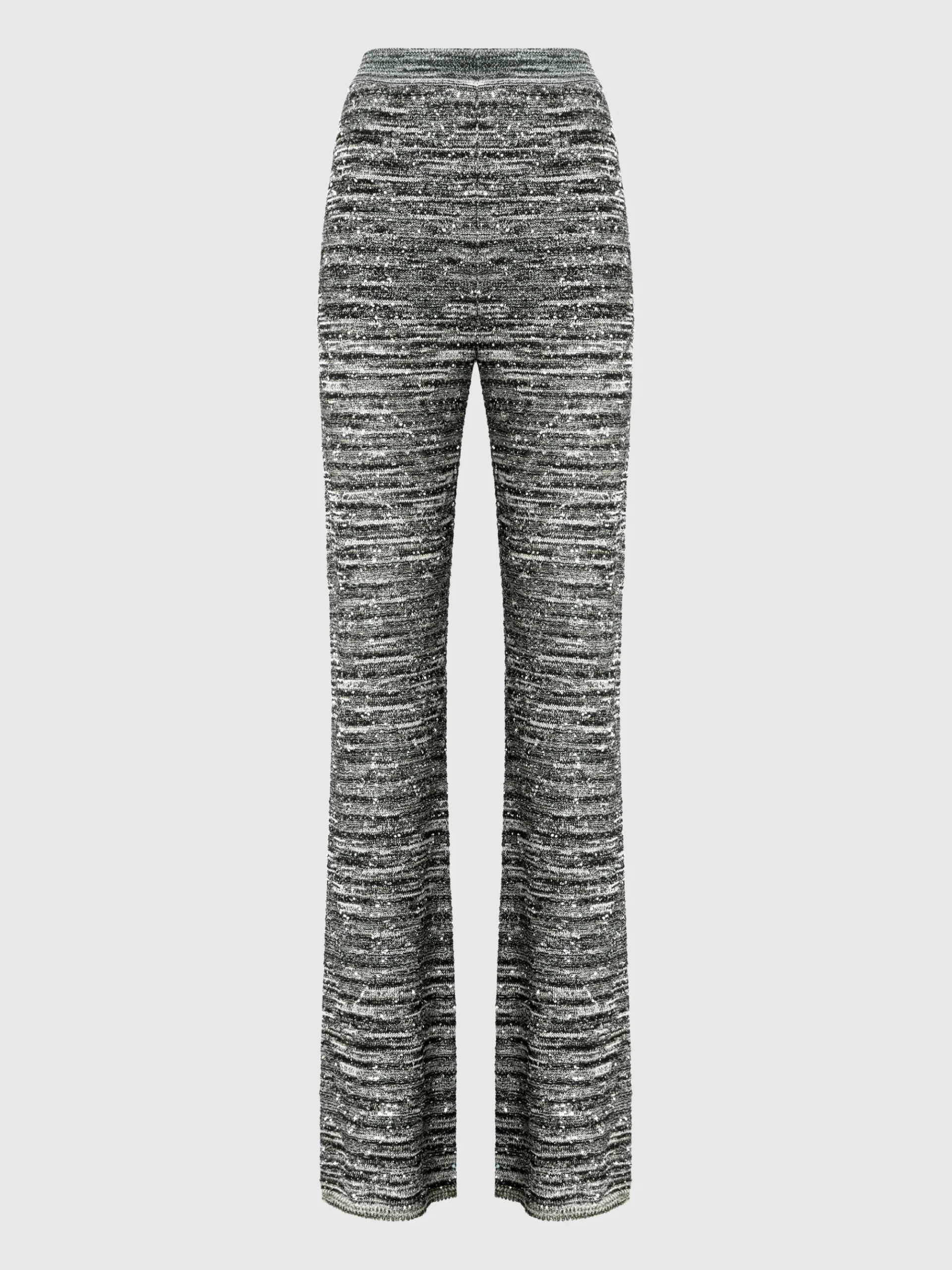 Flare trousers in slub knit with sequins