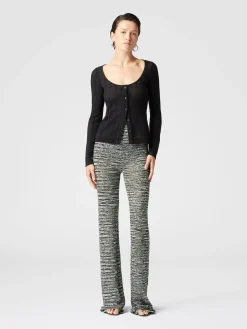 Flare trousers in slub knit with sequins