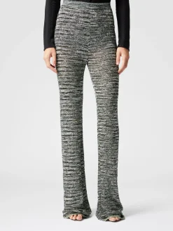 Flare trousers in slub knit with sequins
