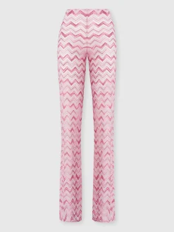 Flare trousers in slub zigzag viscose blend