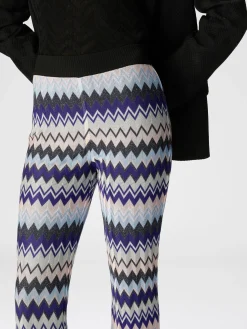 Flare trousers in zig zag lamé viscose