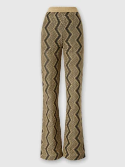 Flare trousers in zig zag lamé viscose