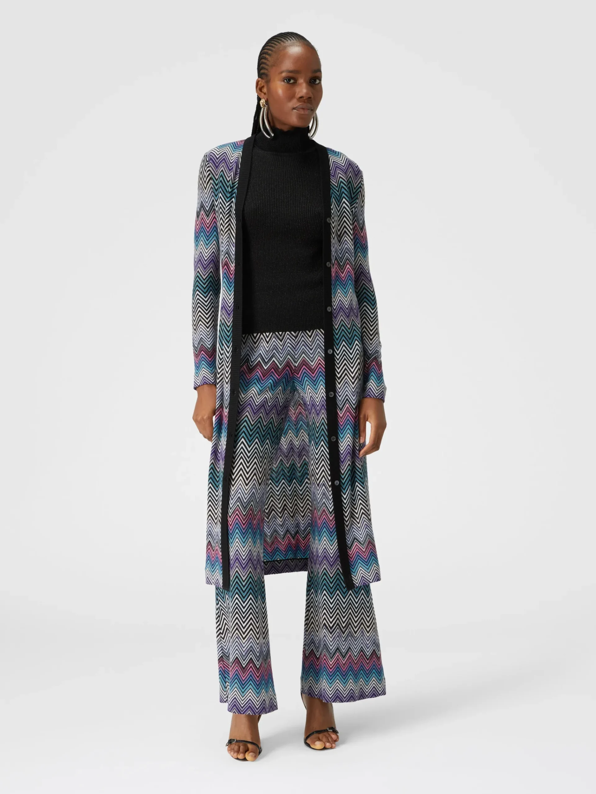 Flare zig zag wool trousers