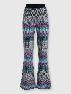 Flare zig zag wool trousers