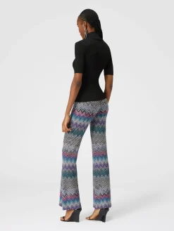 Flare zig zag wool trousers