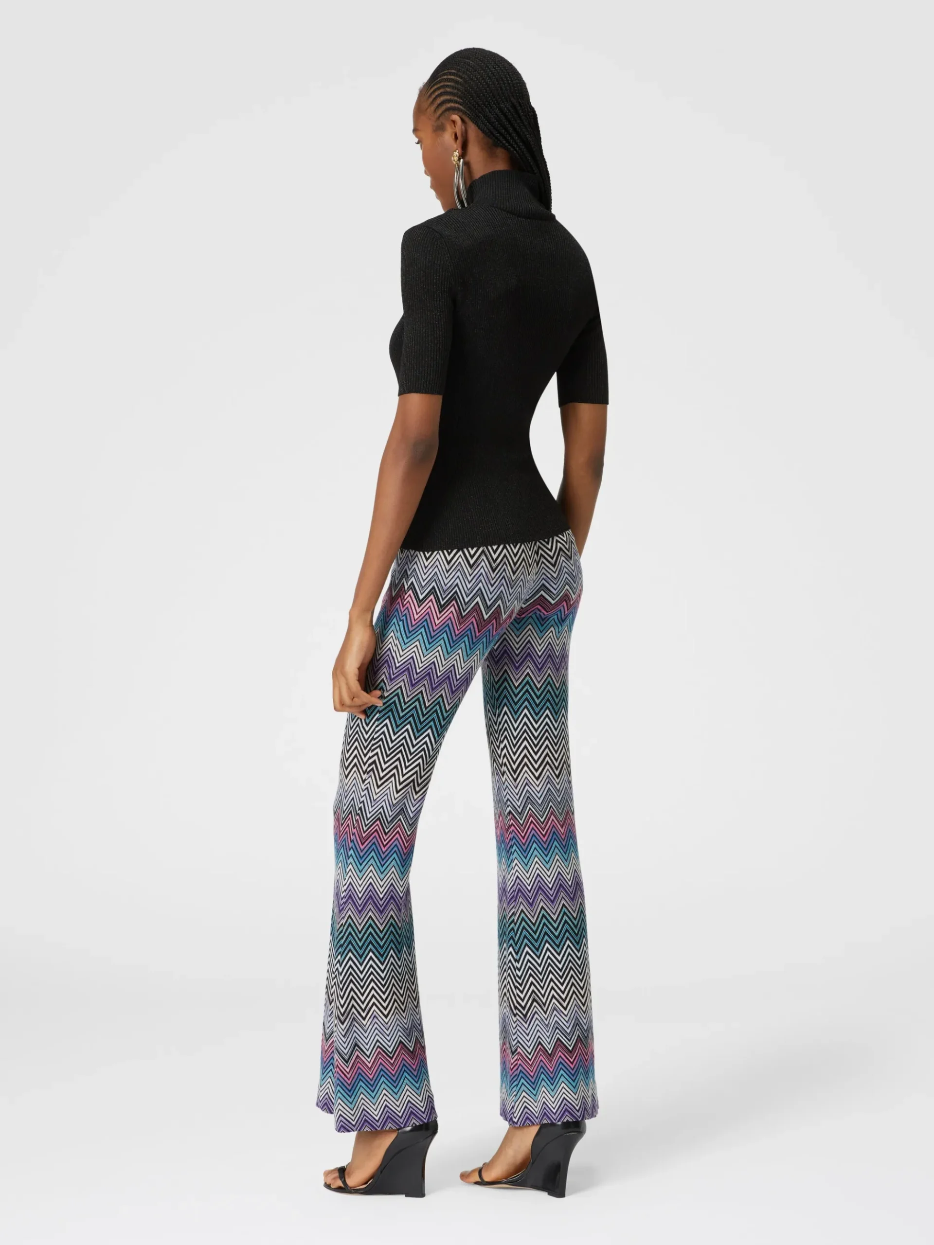 Flare zig zag wool trousers