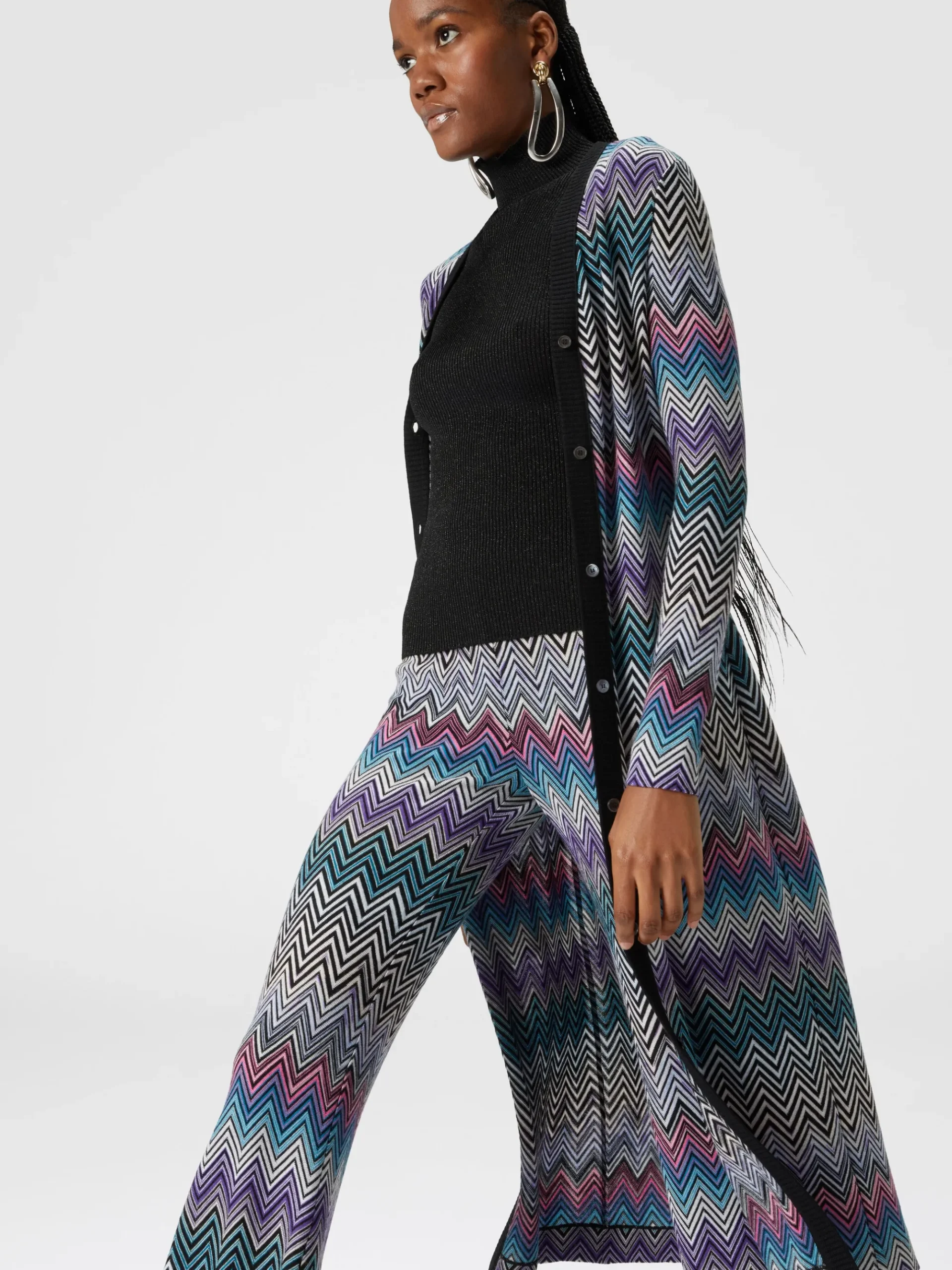 Flare zig zag wool trousers