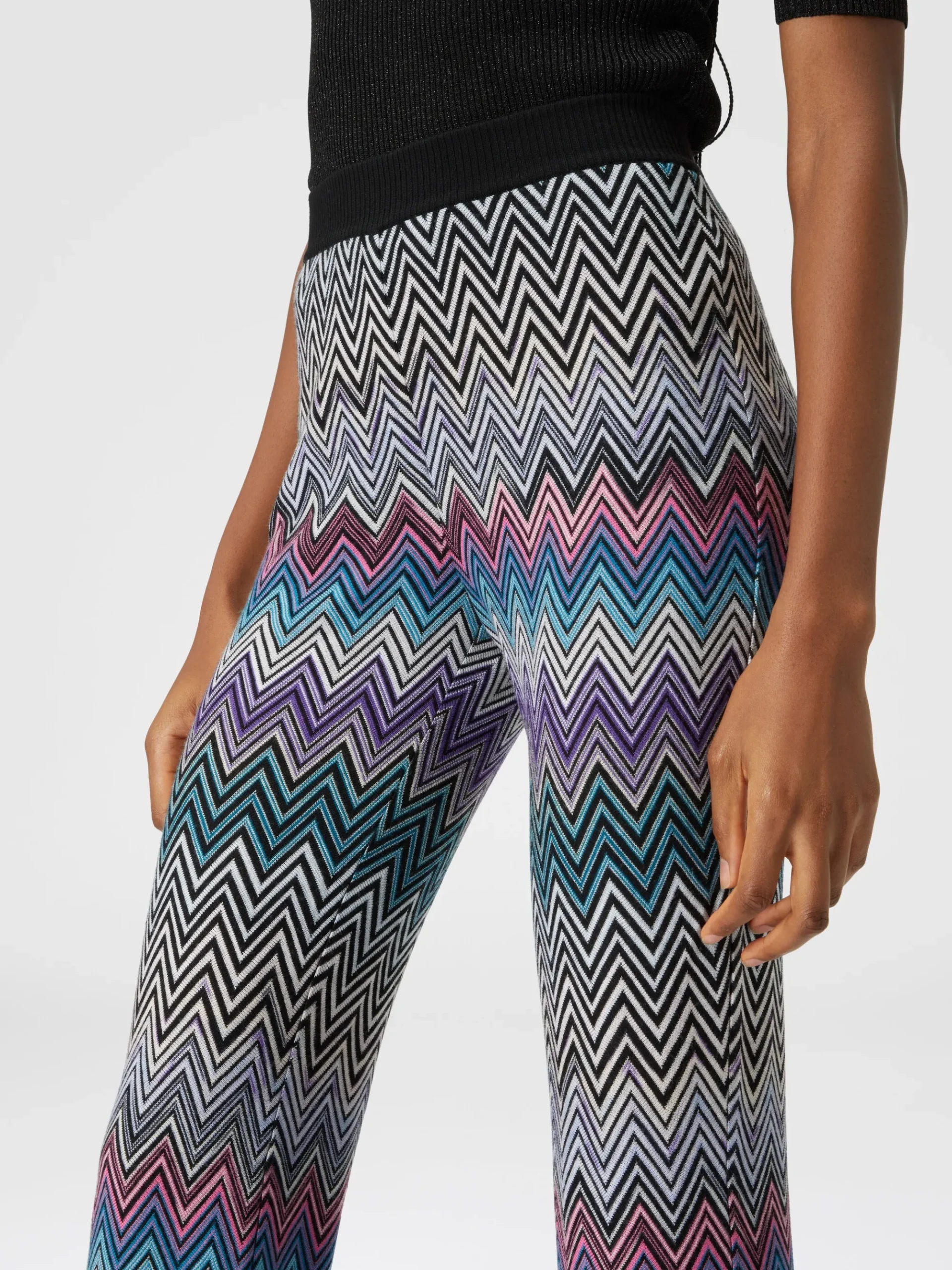 Flare zig zag wool trousers