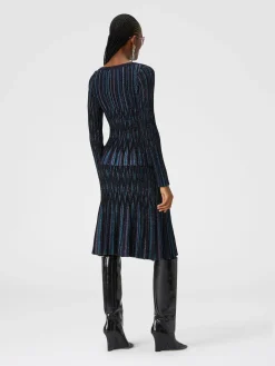 Flared midi skirt with lamé diamond motif