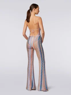 Flared trousers with lurex