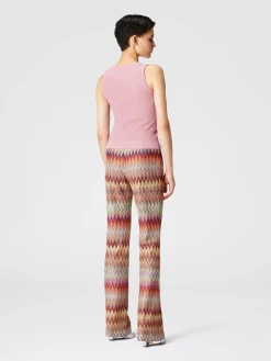 Flared zigzag knit lace trousers