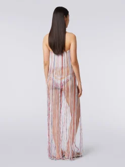 Fringed bustier cover up dress with lurex