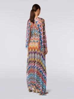 Fringed long cover-up kaftan with lurex