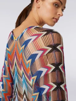 Fringed long cover-up kaftan with lurex