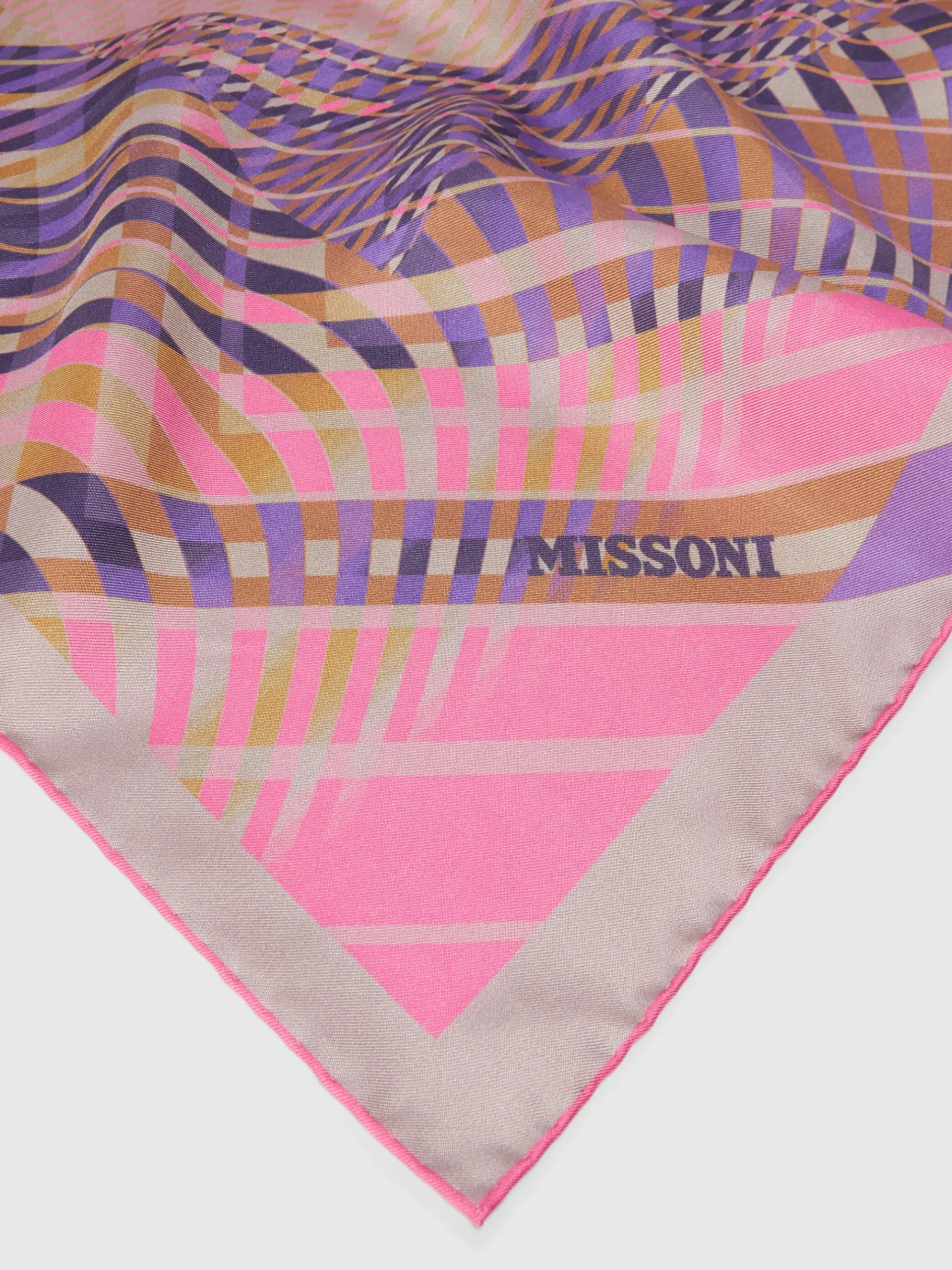 Geometric print silk scarf