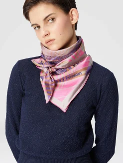 Geometric print silk scarf