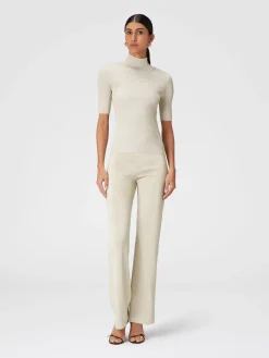 Glitter-effect viscose straight trousers