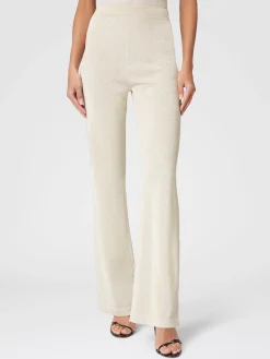 Glitter-effect viscose straight trousers