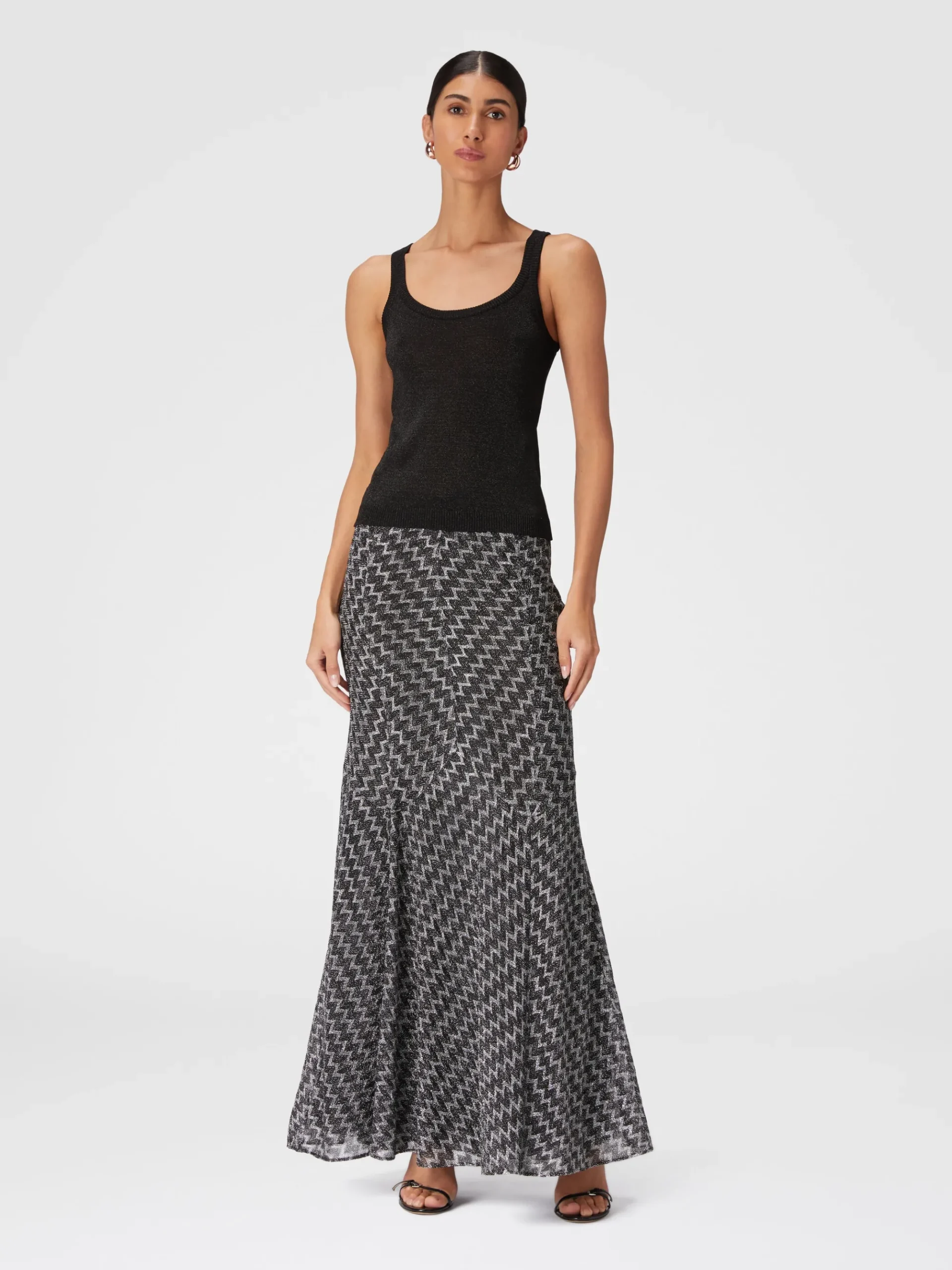 Glitter-effect viscose tank top