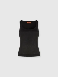 Glitter-effect viscose tank top