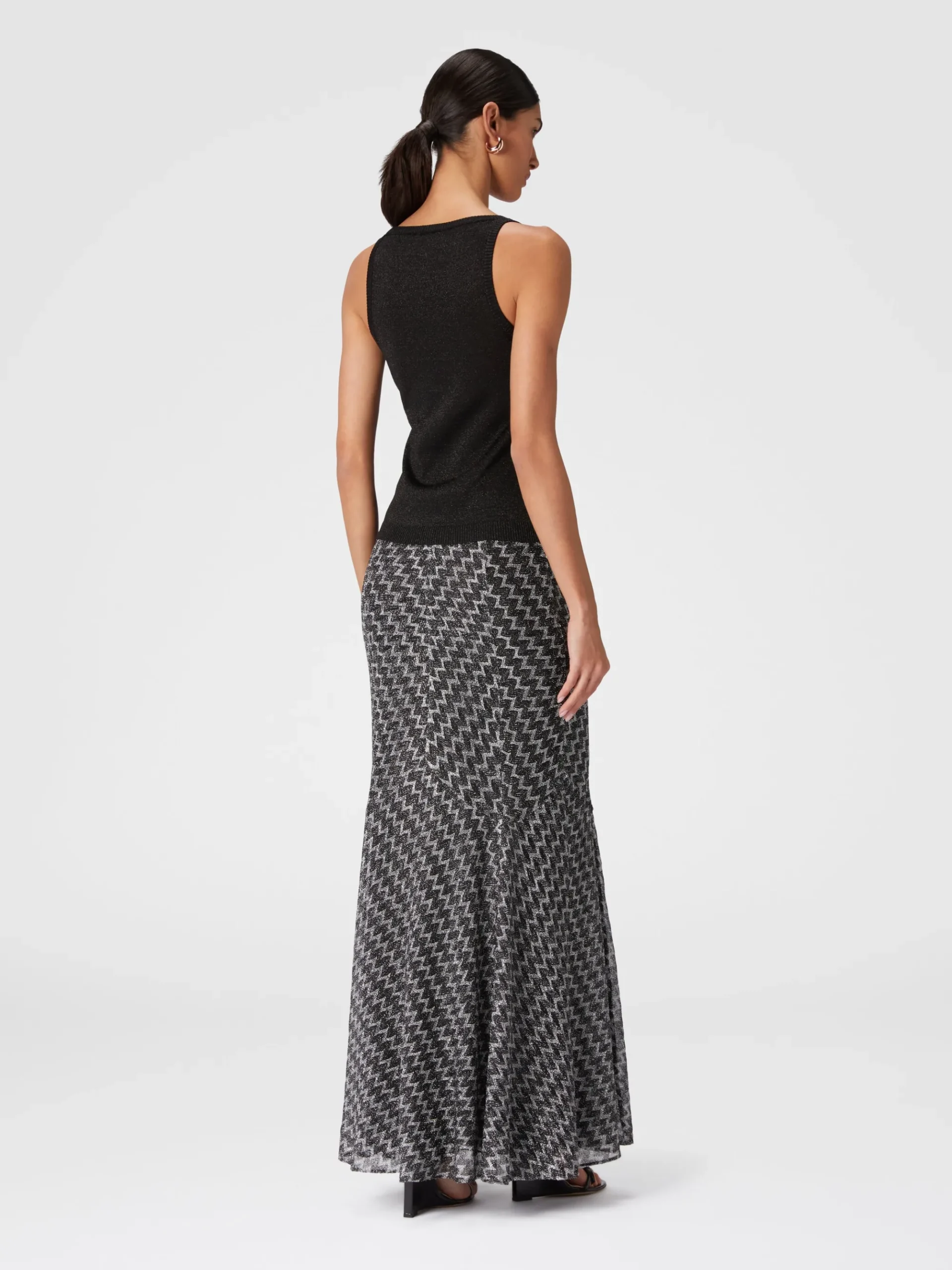 Glitter-effect viscose tank top