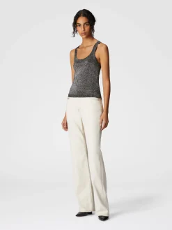 Glitter-effect viscose tank top