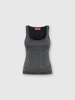 Glitter-effect viscose tank top