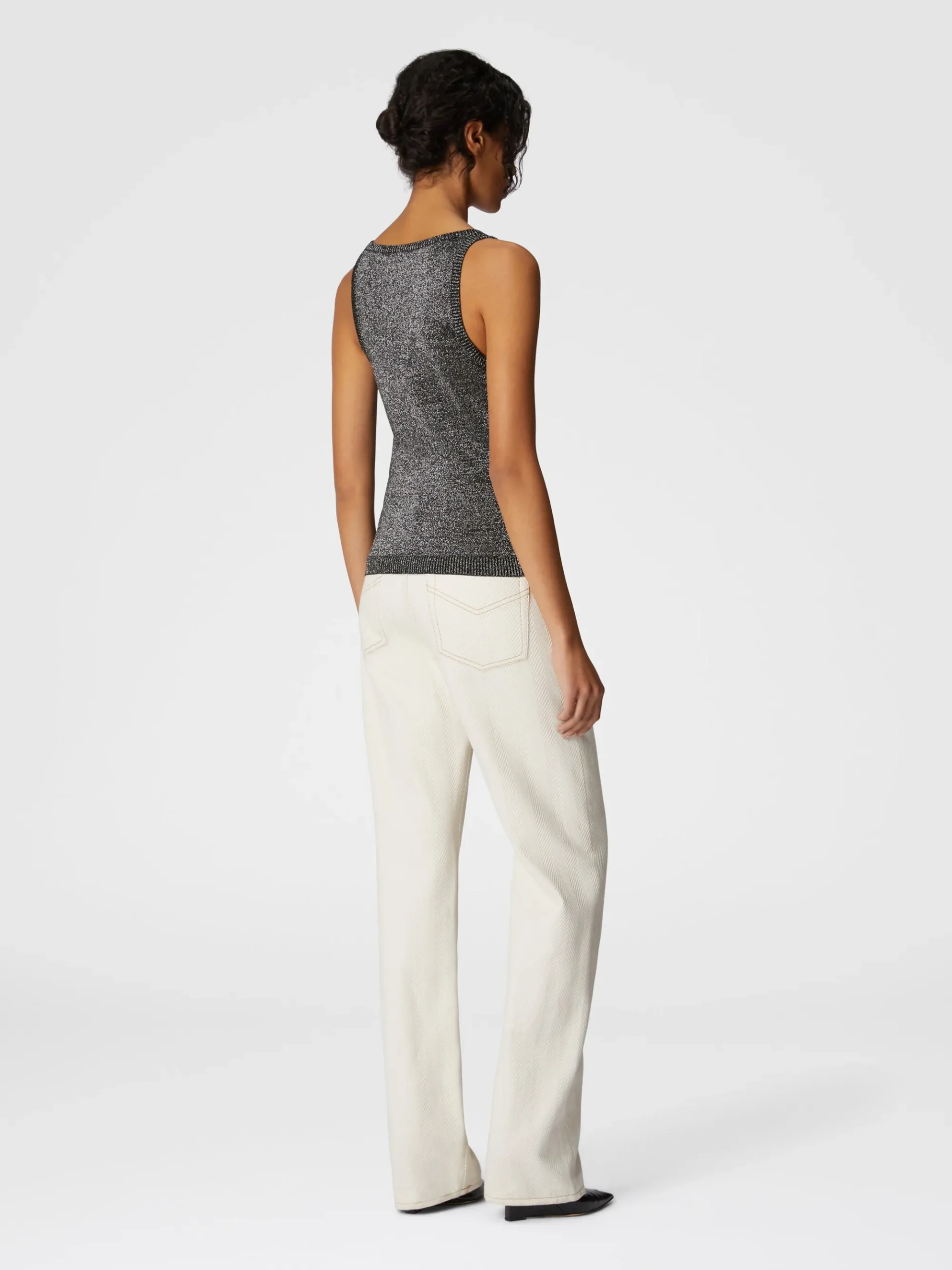 Glitter-effect viscose tank top