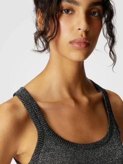 Glitter-effect viscose tank top