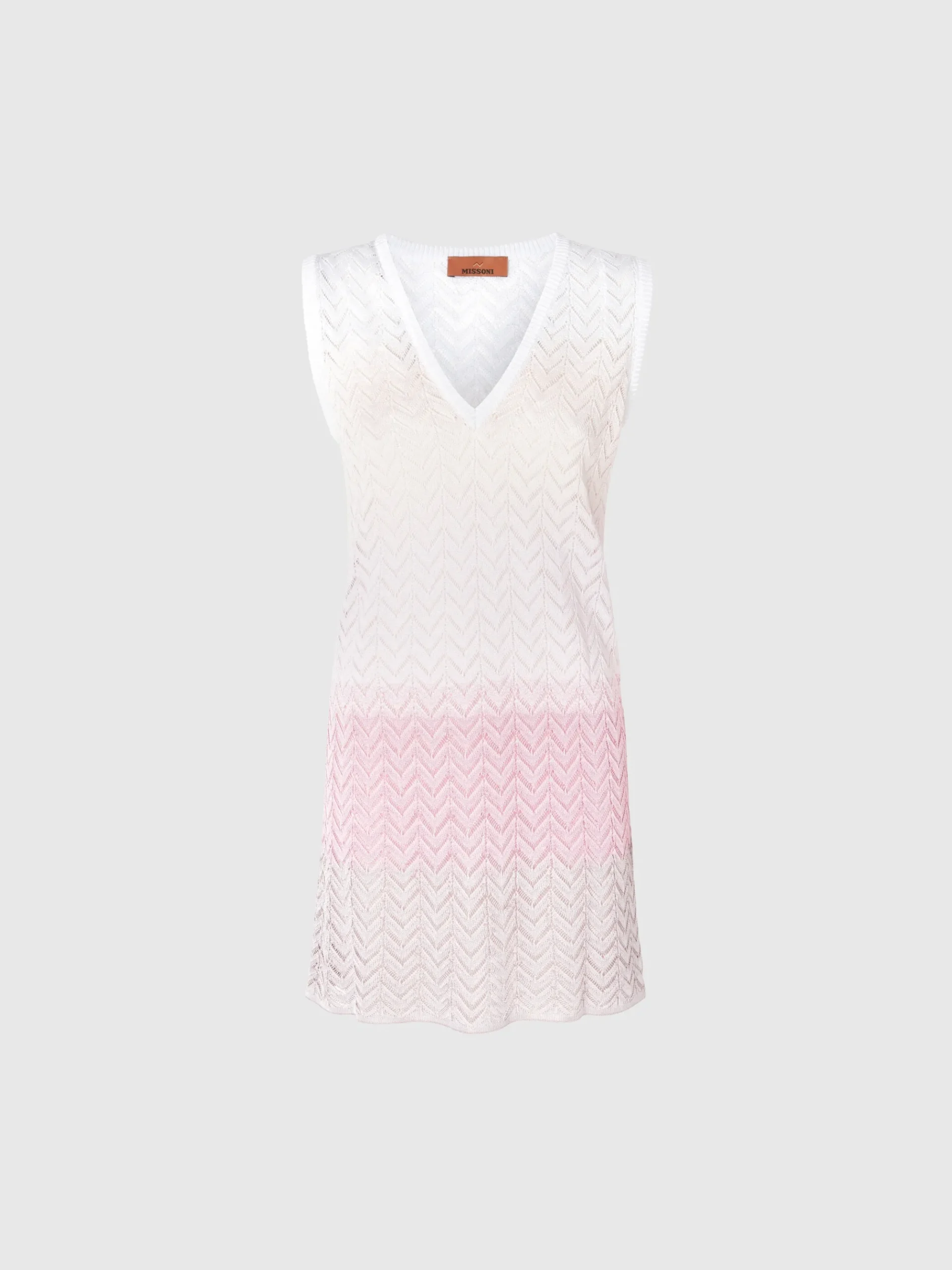 Gradient chevron viscose V-neck mini-dress