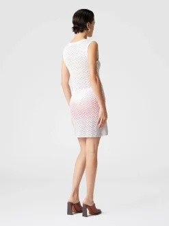 Gradient chevron viscose V-neck mini-dress