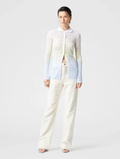 Gradient chevron viscose knit shirt