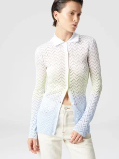Gradient chevron viscose knit shirt