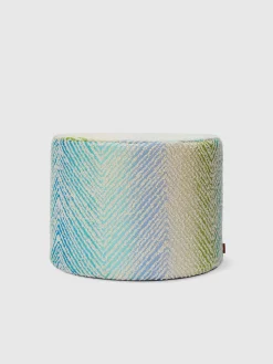 Island 40x30 cm cylindrical outdoor pouffe zigzag bouclé