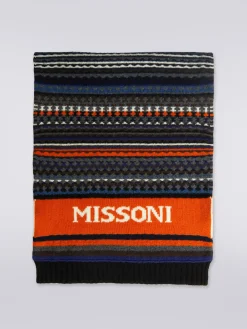Jacquard wool scarf with logo