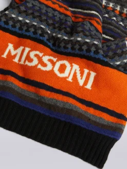 Jacquard wool scarf with logo