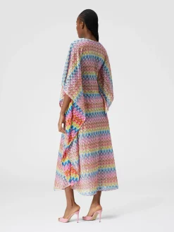 Kaftan long cover-up in coated lace