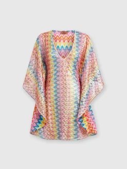 Kaftan short cover-up in coated lace